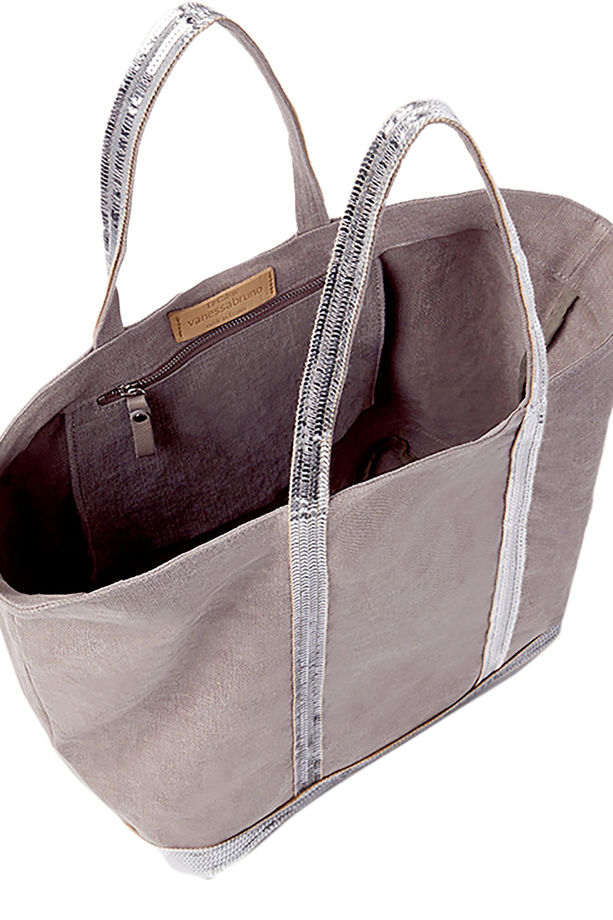 Linen and Sequins Shoulder Strap L Cabas Tote