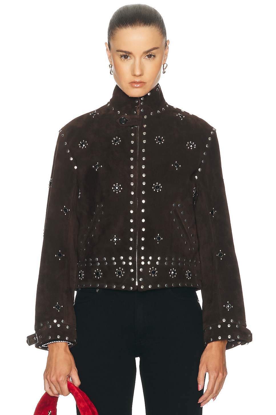BODE Studded Howard Suede Jacket in Brown Multi - Brown. XS also in
