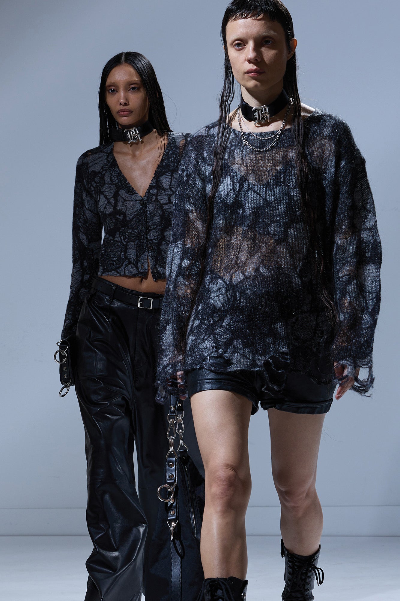 R13 Boyfriend Sweater With Cast-Off Neck - Black Lace