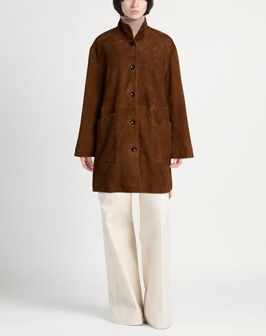 Woman Coat Tan Size 10 Leather
