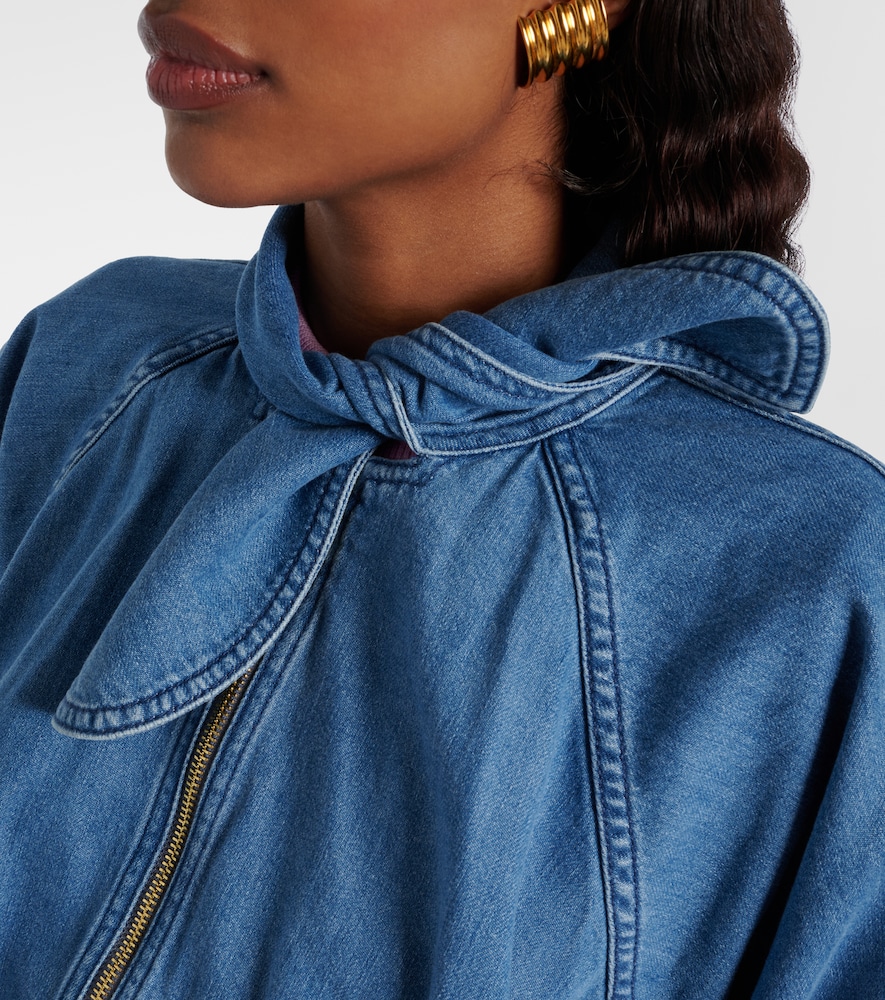 Tie-neck denim jacket