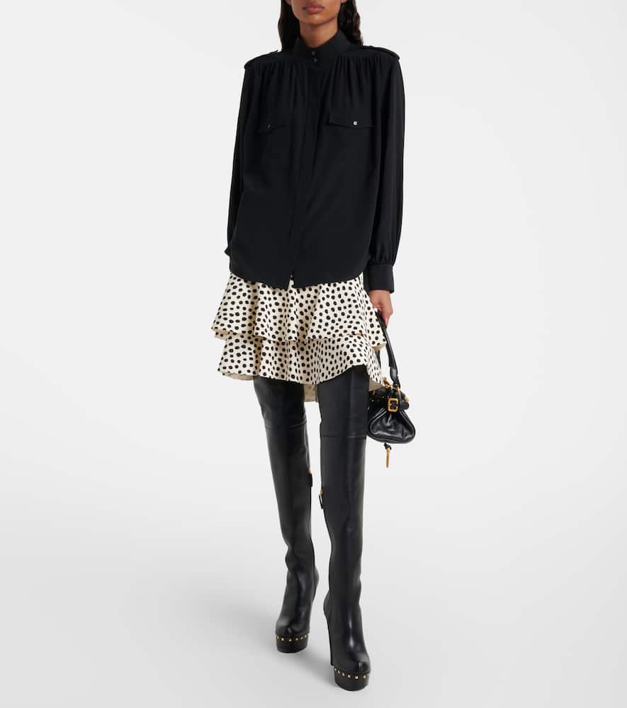 Chloé Polka-dot tiered silk miniskirt