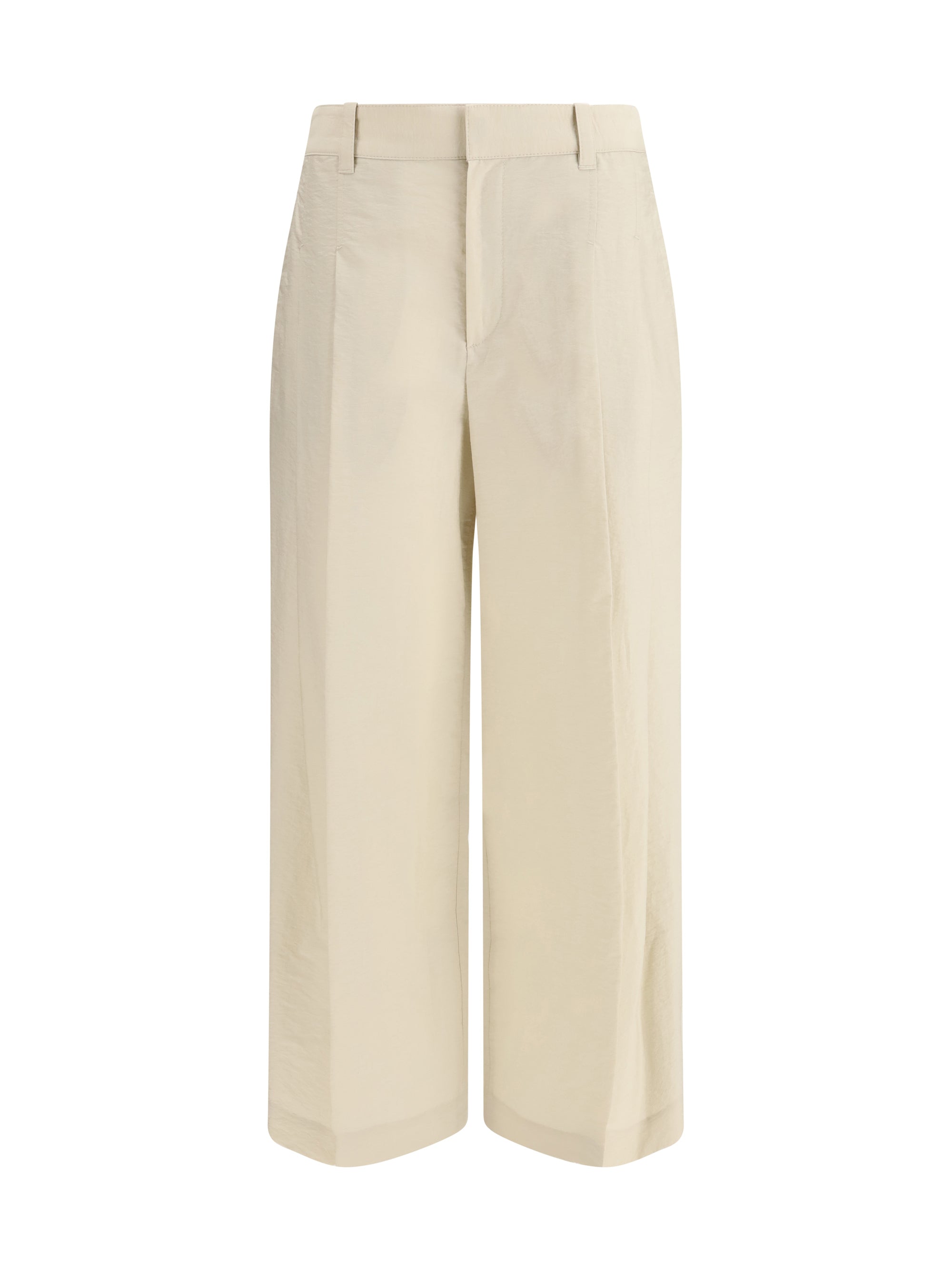 Cotton-Blend Trousers — Beige