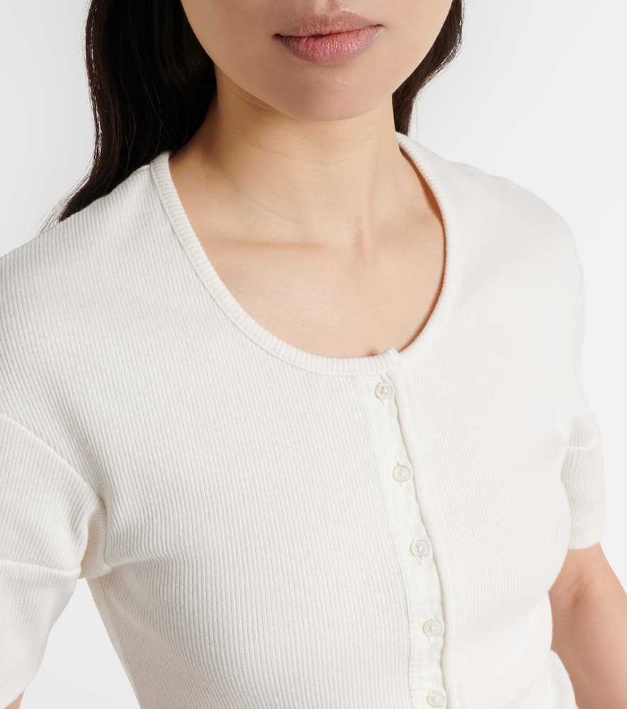 Cotton and linen jersey Henley shirt