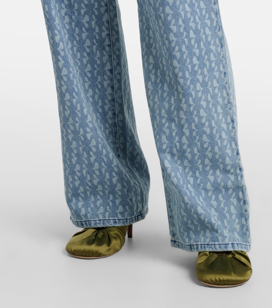 Printed wide-leg jeans