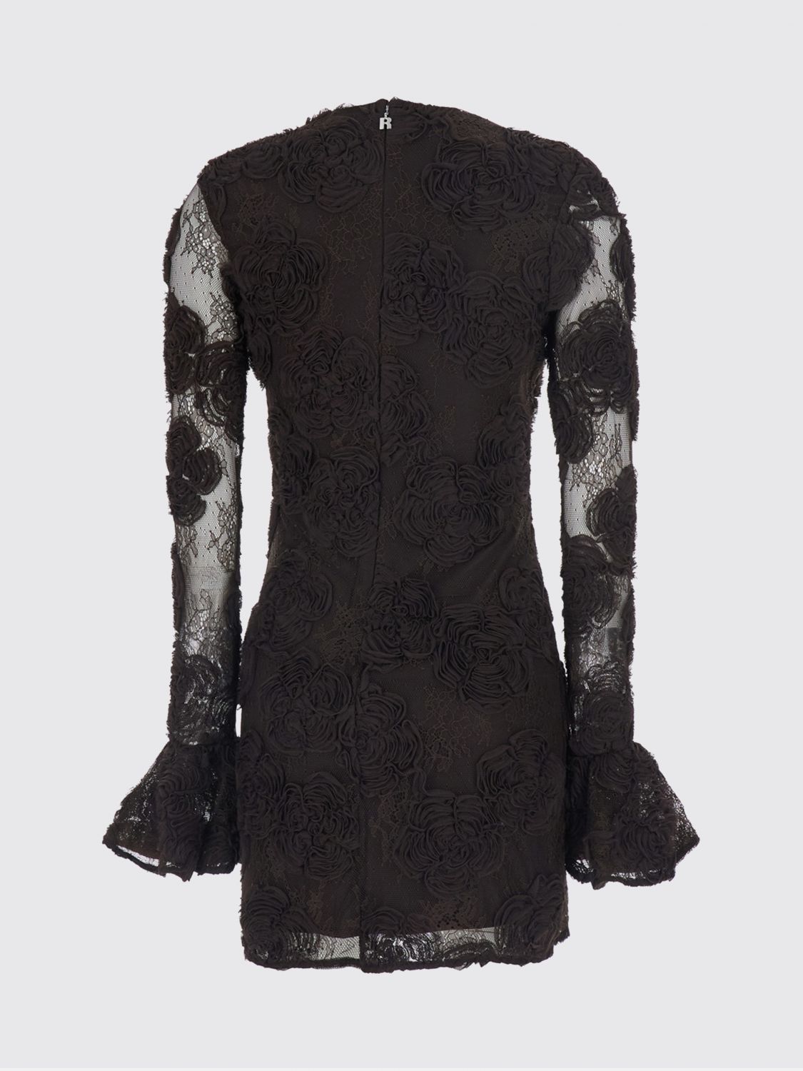 ROTATE 3d Flower Longsleeve Mini Dress in Brown. - 32 also , 38, 40