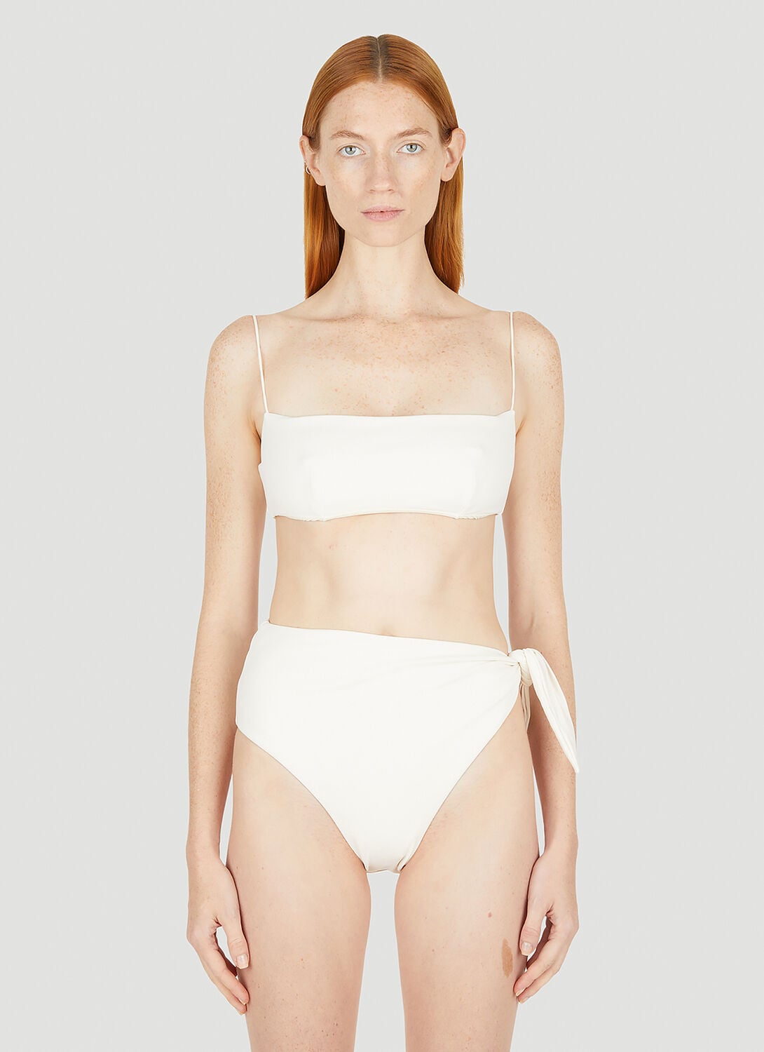Bandeau Fine Strap Bikini Top - Woman Swimwear White Aus