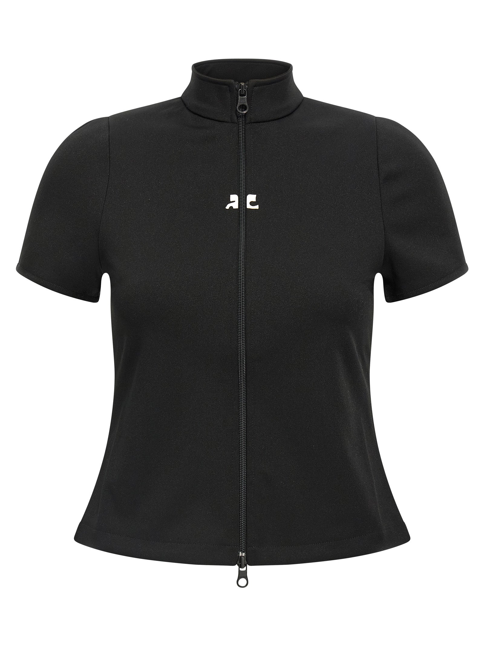 Logo-Embroidered Polyester Top — Black