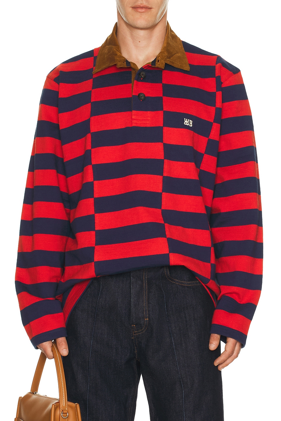 Wales Bonner City Polo in Red,Navy