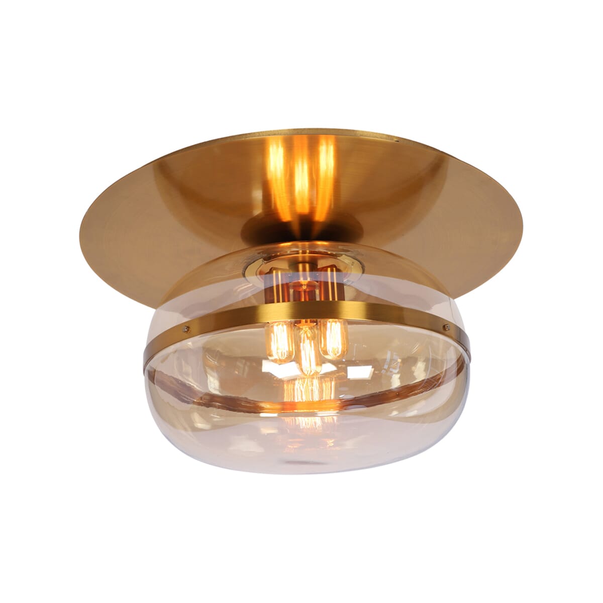 Ancient Brass Three Light Flushmount from the Nottingham Collection