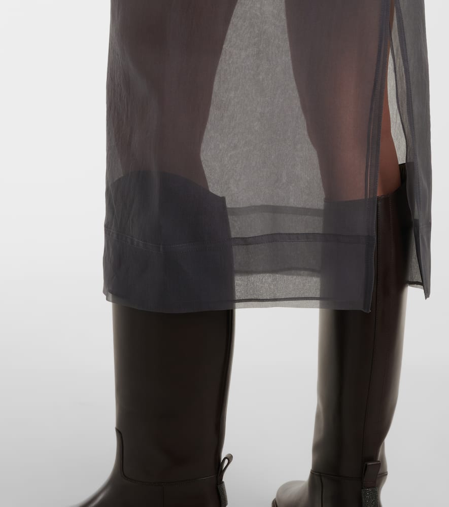 Sheer silk midi skirt