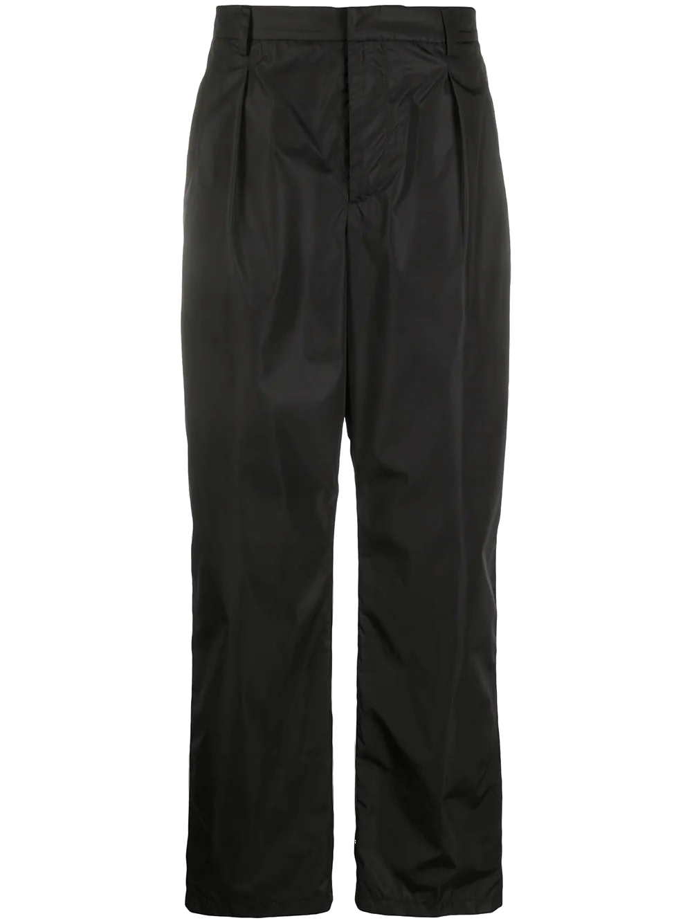 Straight-Leg Nylon Trousers — Black
