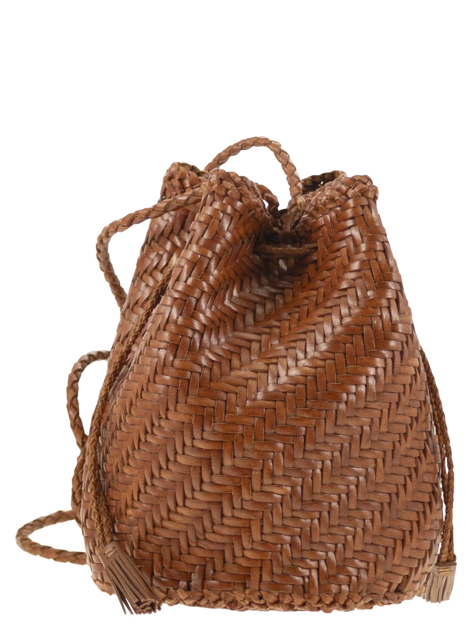 Dragon Pompom Woven Leather Bag