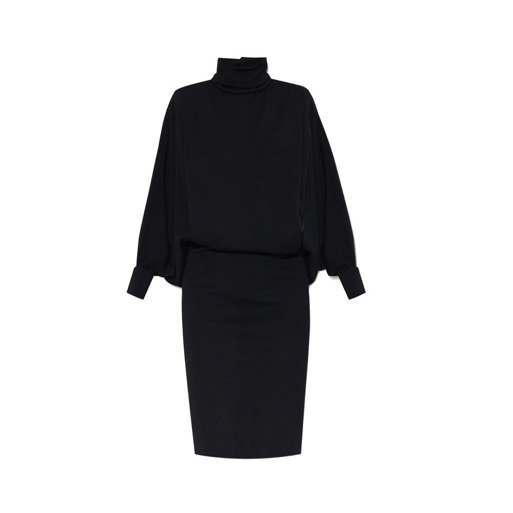 Wool Turtleneck Dress — Black