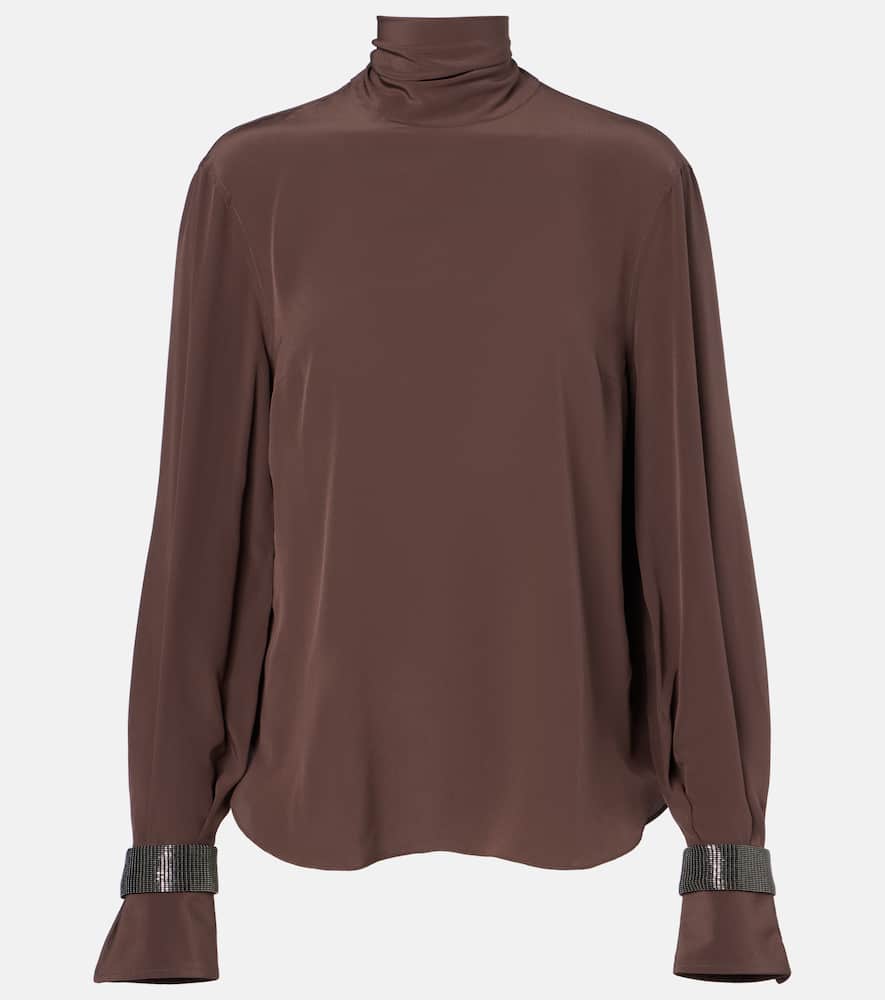Monili turtleneck silk blouse