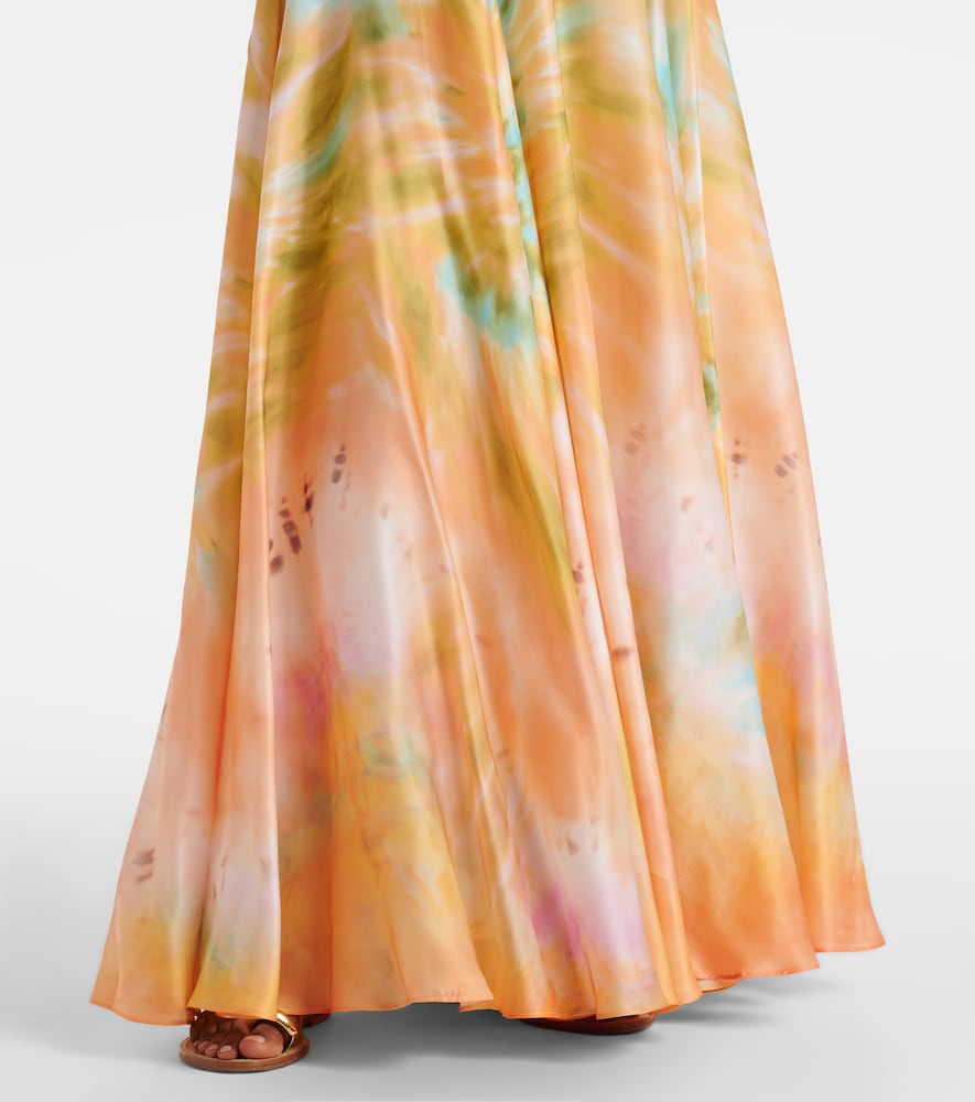 Luna off-shoulder printed silk chiffon gown