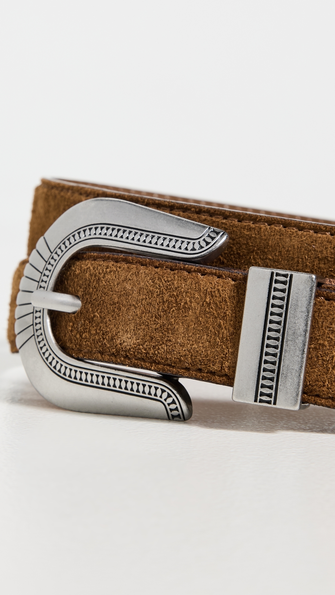 Overt Western Belt Warm Chestnut Suede