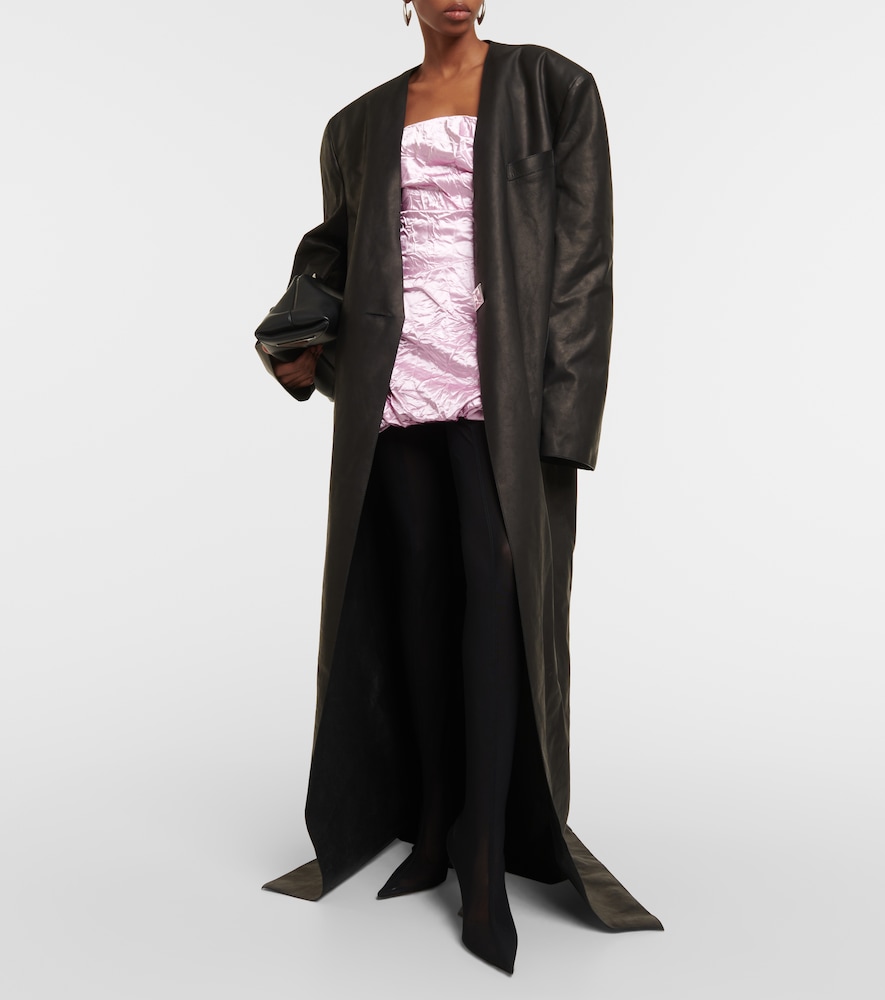 Leather maxi coat
