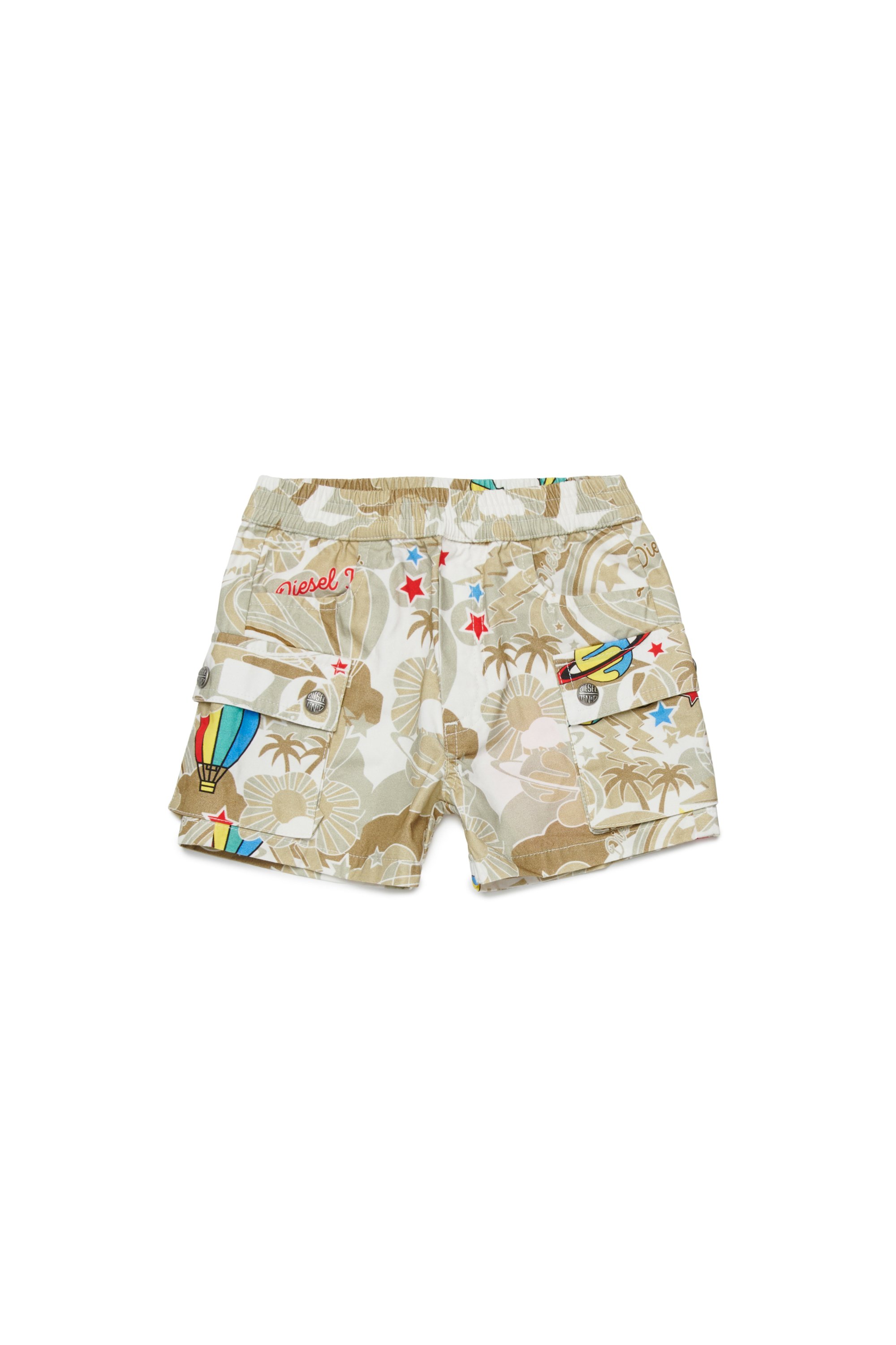 Cotton cargo shorts with all-over print - Shorts - Man - Brown
