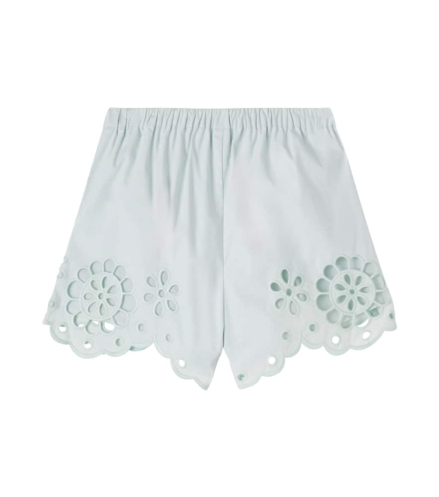 Awaken embroidered scalloped cotton shorts