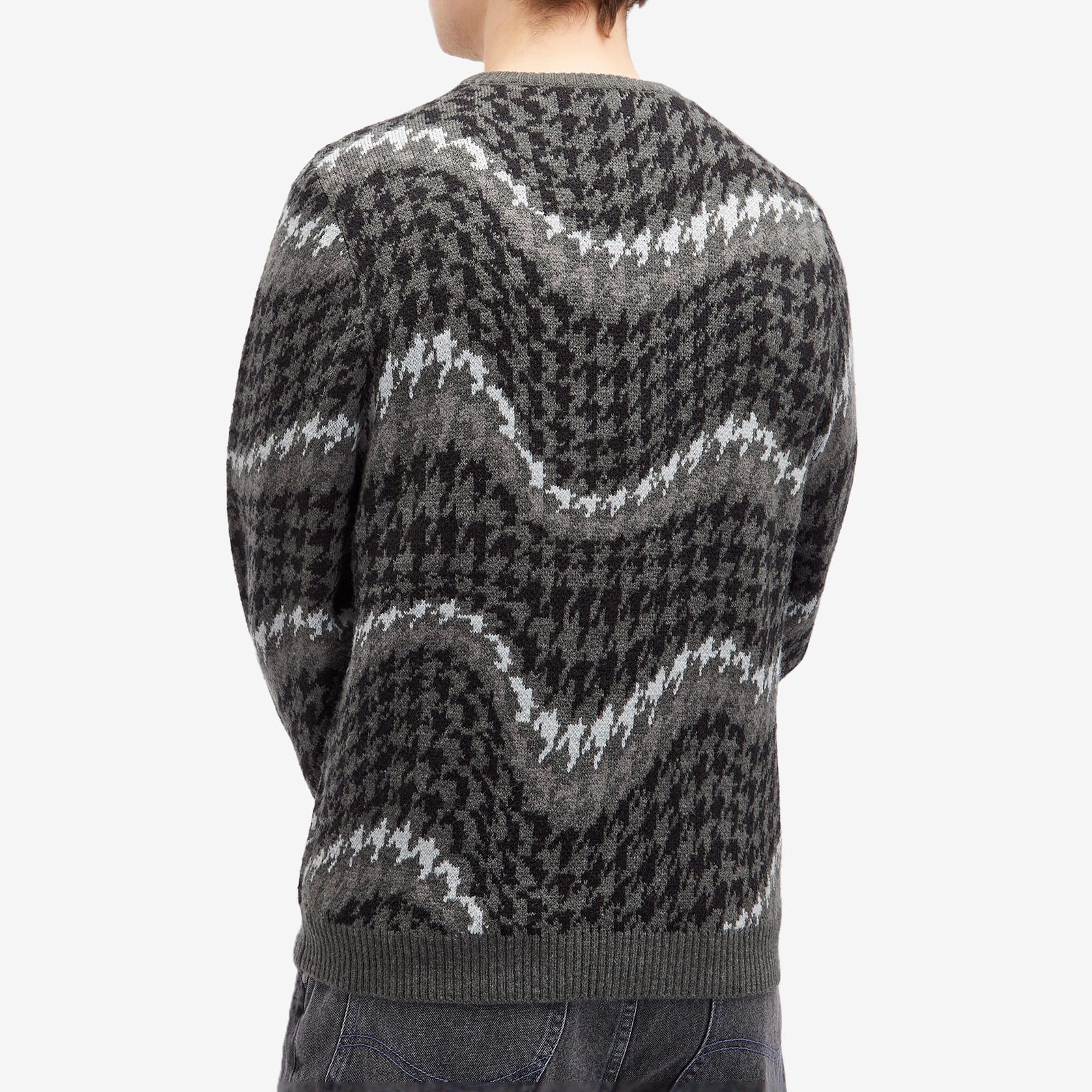 Men's Houndstooth Knit Sweater in Coal