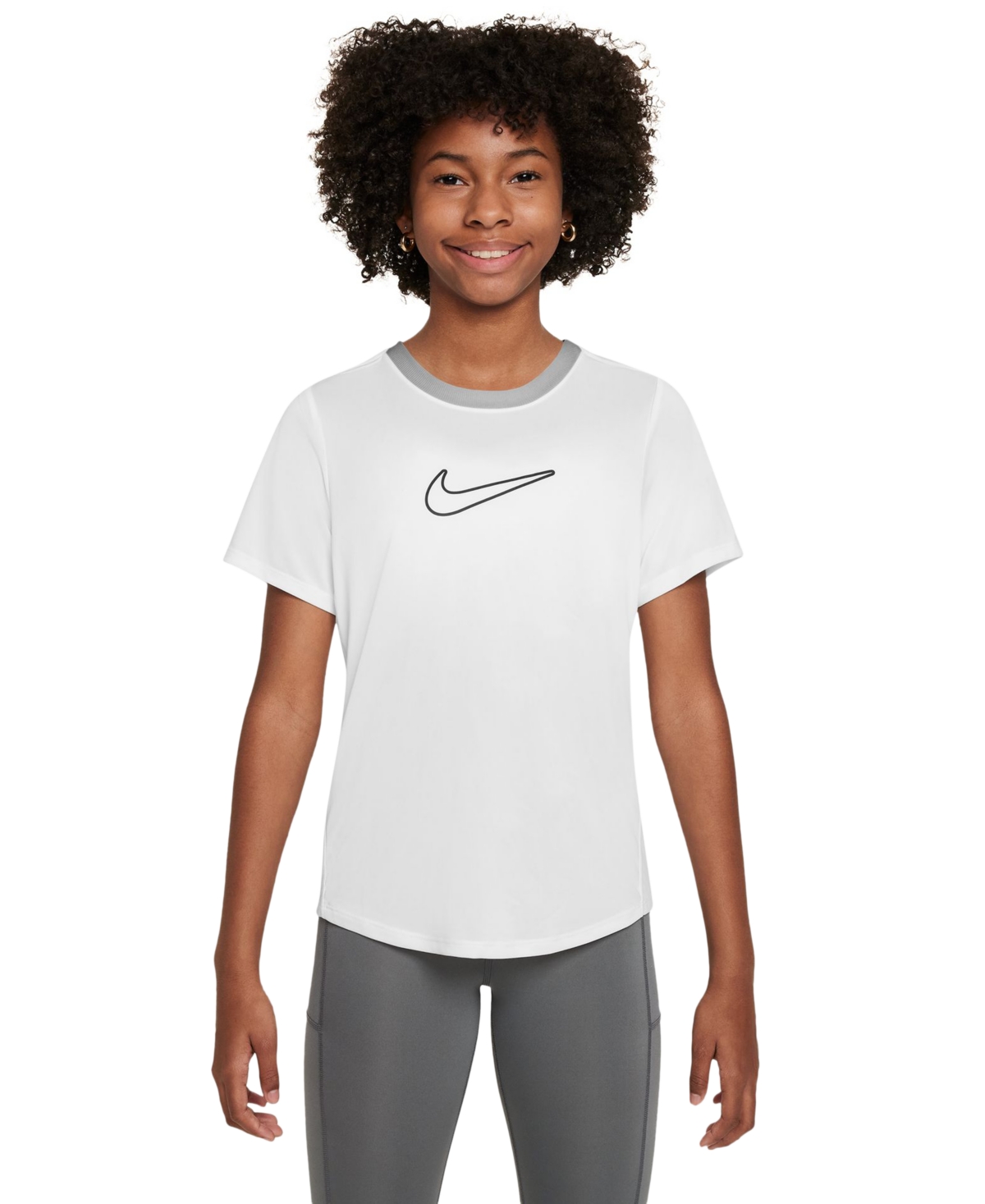 Big Girls' One Fitted Dri-fit Short-Sleeve Top - White/black