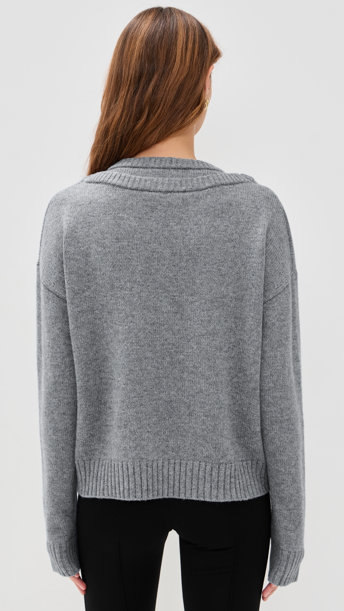 Double V Neck Pullover Sweater Chocolate