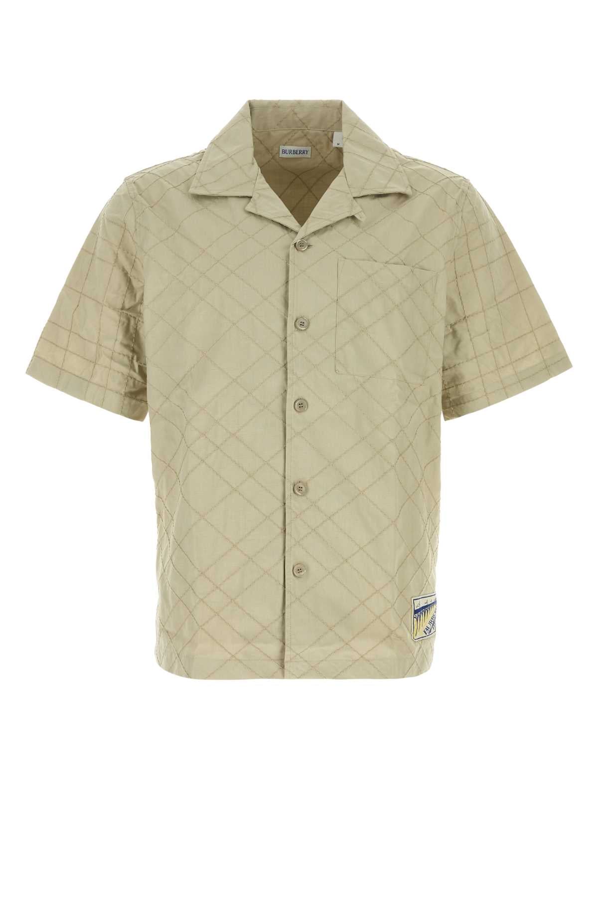 Diamond-Quilted Cotton Shirt — Beige
