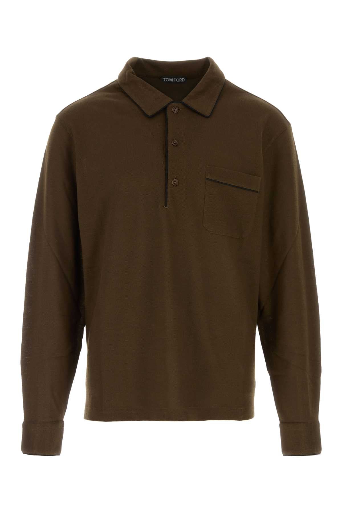 Silk Polo Shirt — Brown