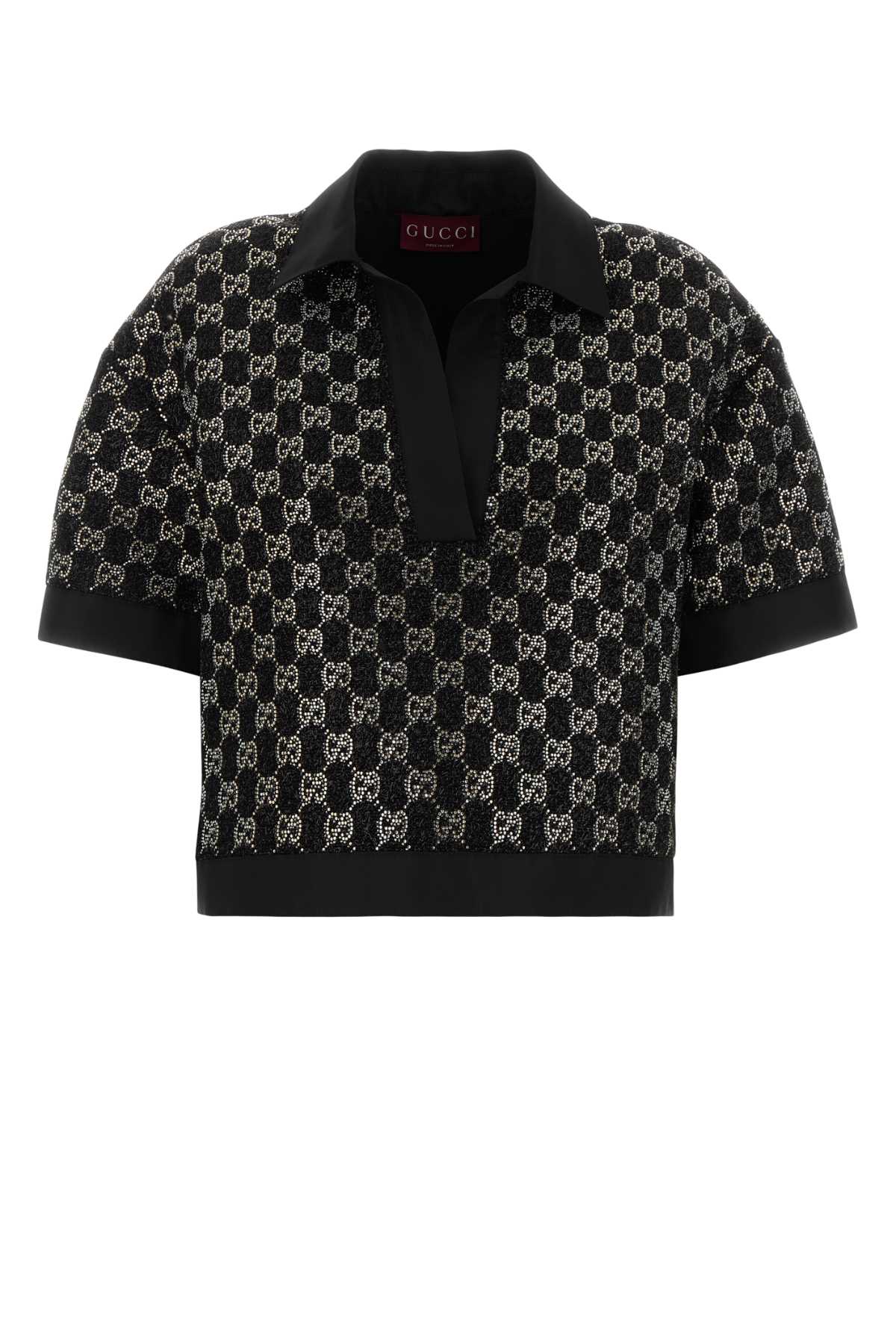 Logo-Jacquard Boucle Polo Shirt — Black