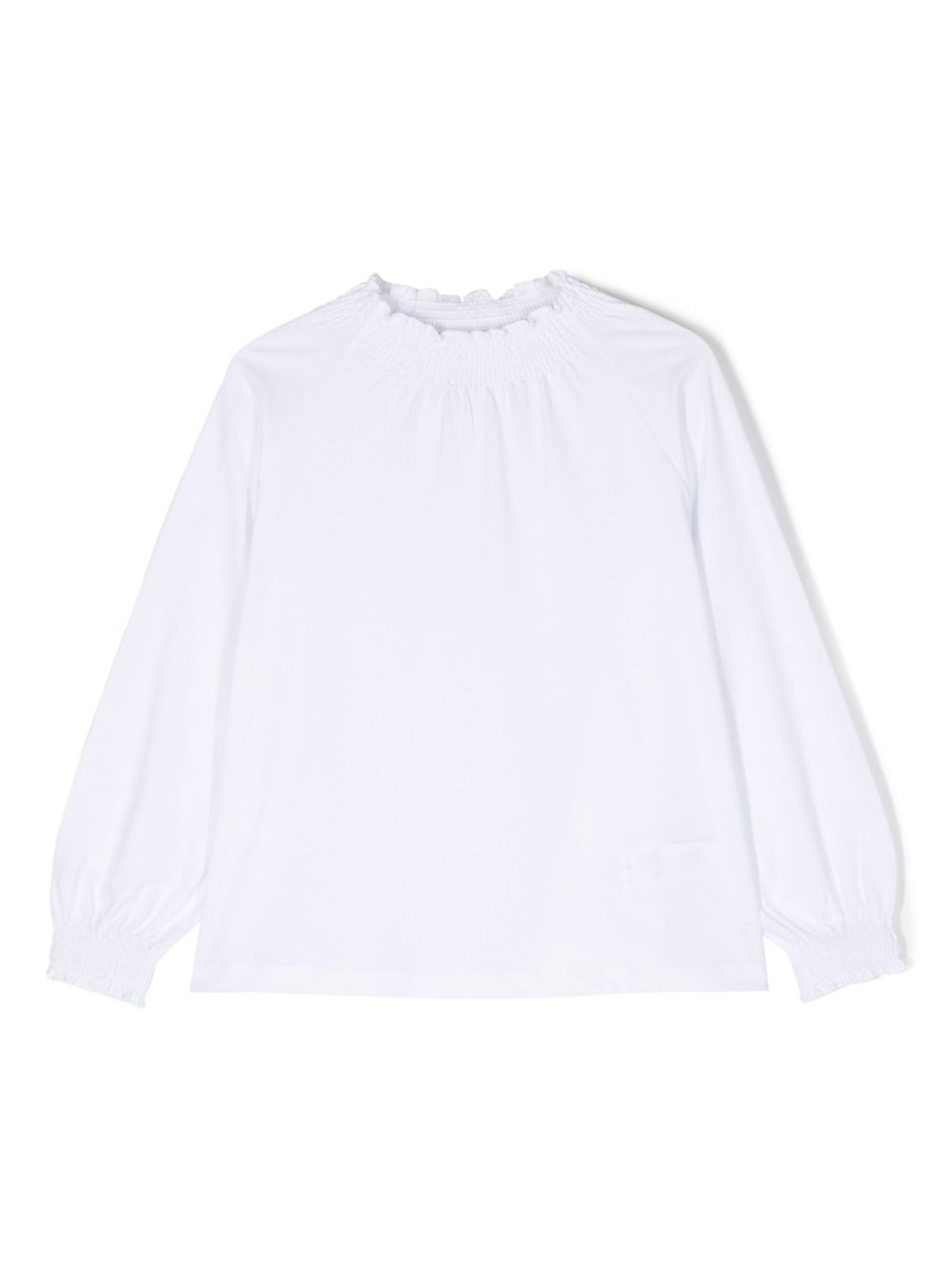 Ruched-trim cotton top - White