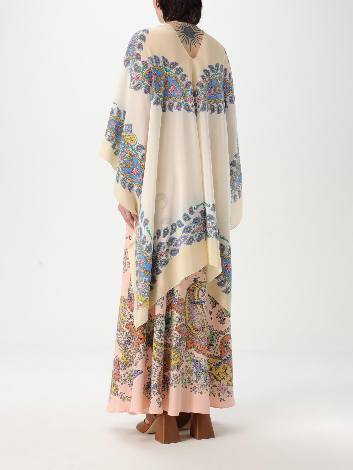 Paisley-print silk poncho - Neutrals