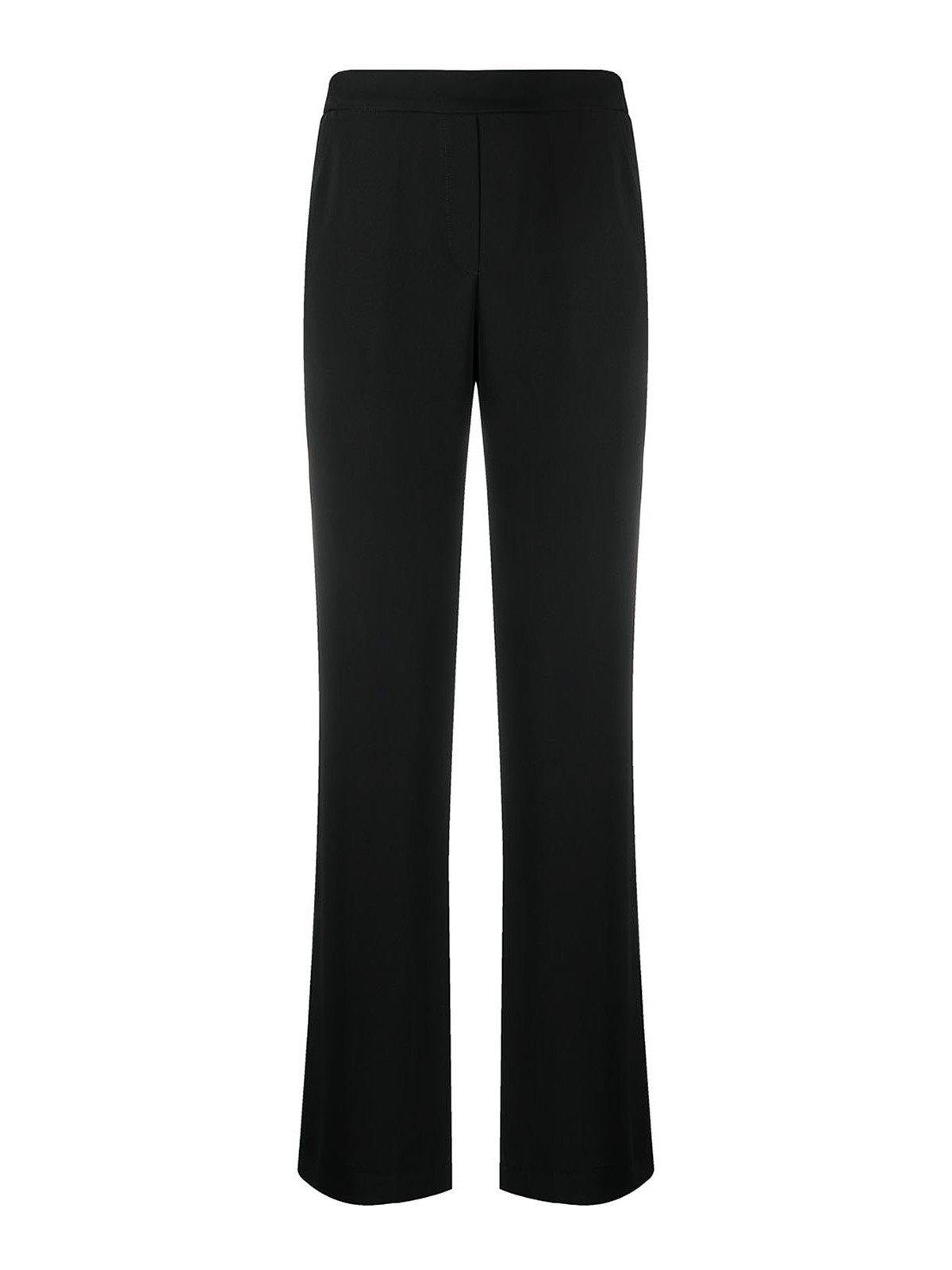 Black Pants With Wide Leg And Elastic Rear Waist In Tech Fabric Woman