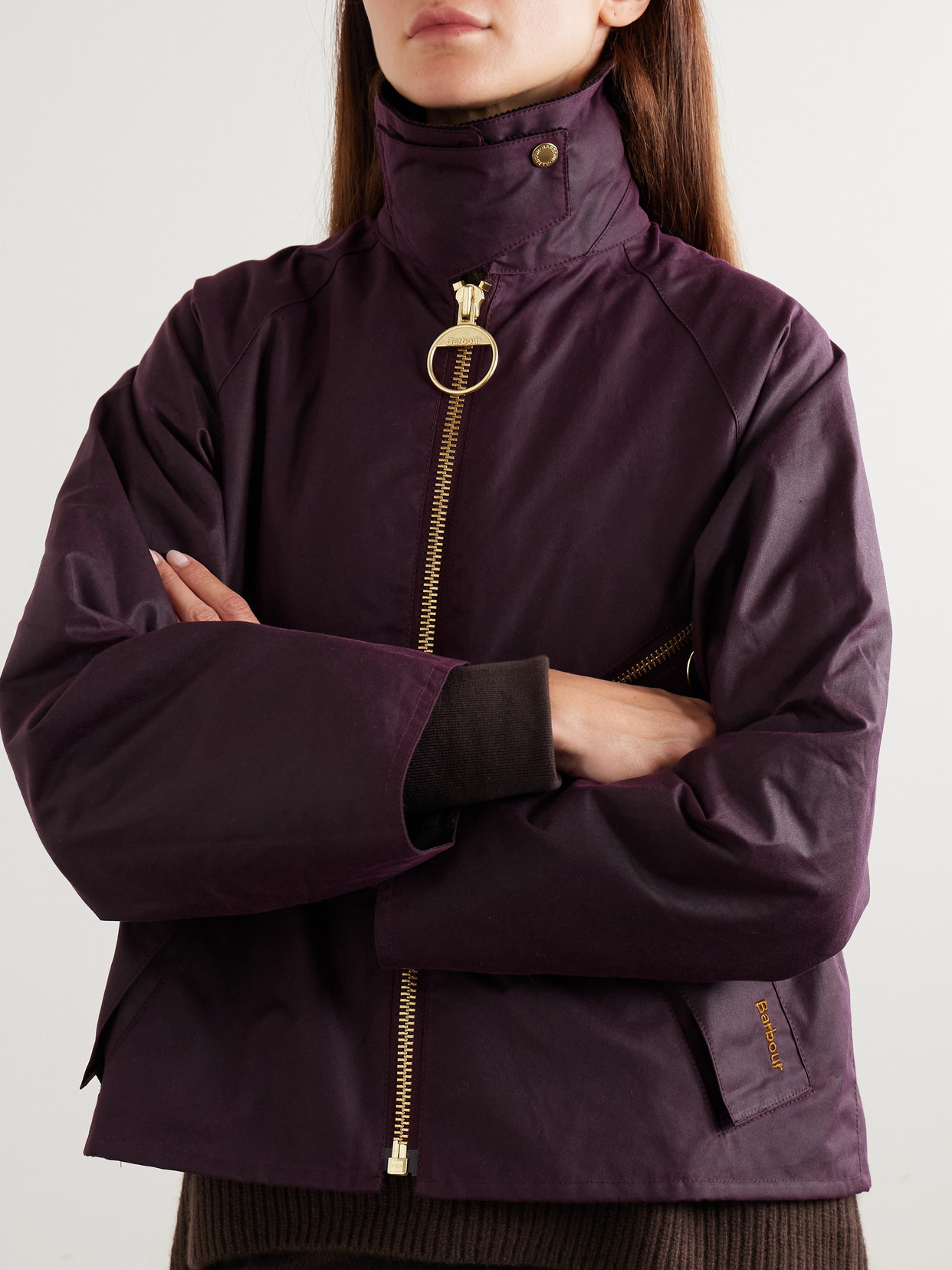 Arlene Corduroy-trimmed Waxed-cotton Jacket - Burgundy