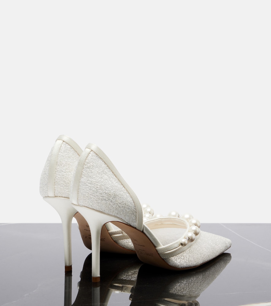 Bridal Aurelie embellished leather pumps