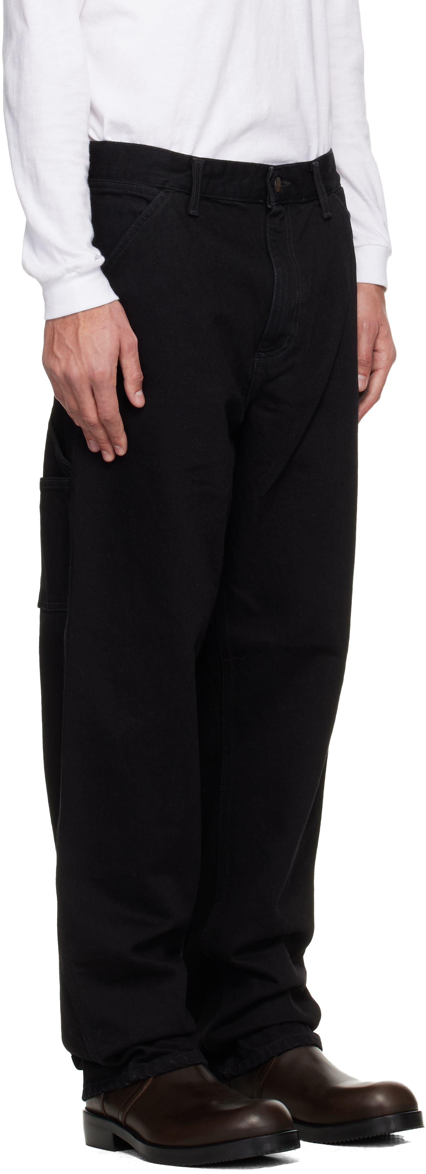 Black Single Knee Jeans