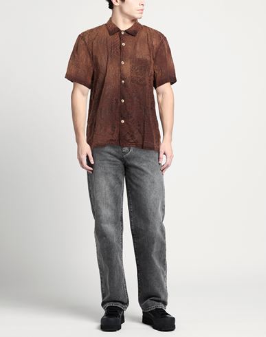 Man Shirt Brown Size S Cotton