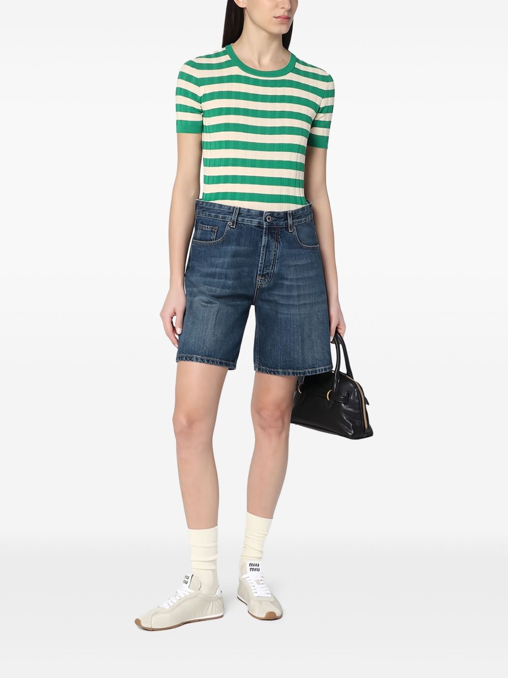 Roberto Collina striped ribbed t-shirt - Green
