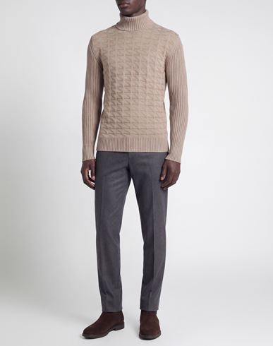 Man Turtleneck Taupe Size XL Merino Wool, Acrylic
