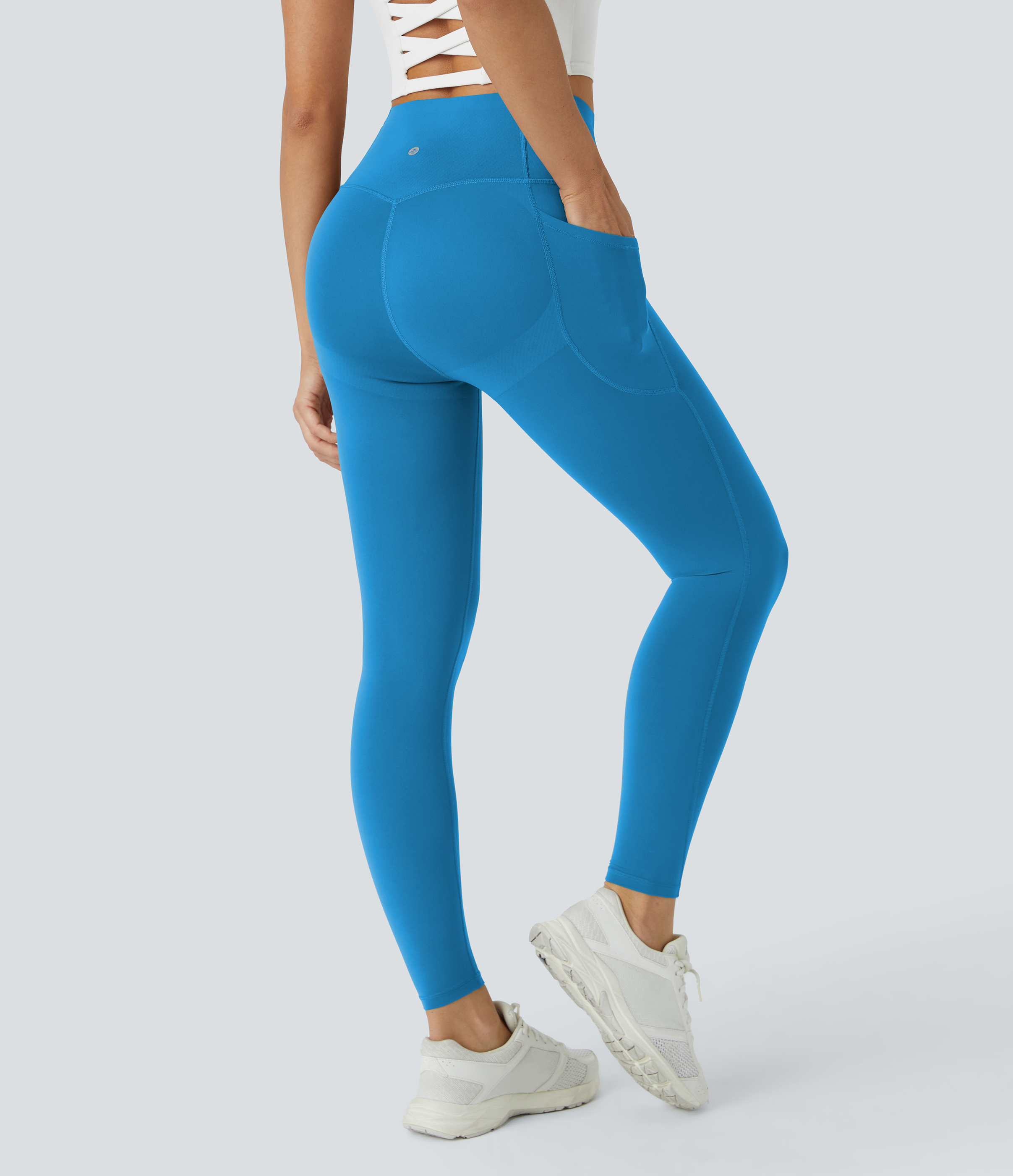 UltraSculpt™ SoCinched High Waisted Butt Lifting Tummy Control Pocket Shaping Workout Leggings  - Vallarta Blue