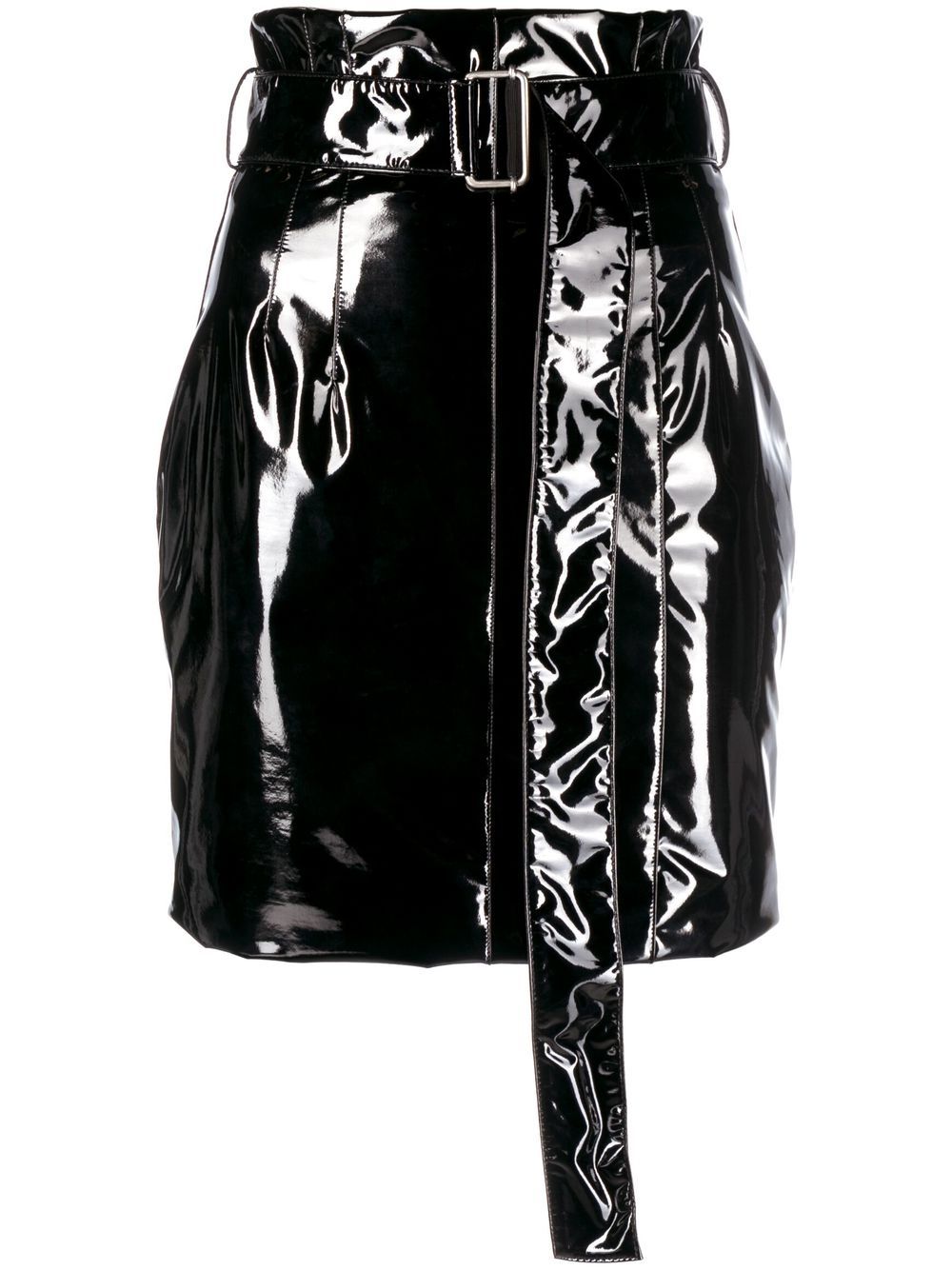 Faux-leather mini skirt - Black