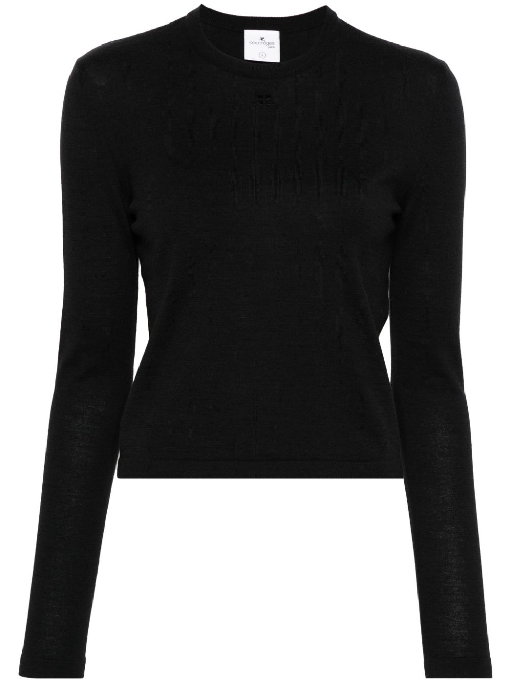 Logo-embroidered ribbed top - Black