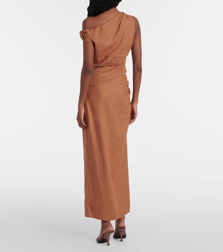 Asymmetric draped linen top