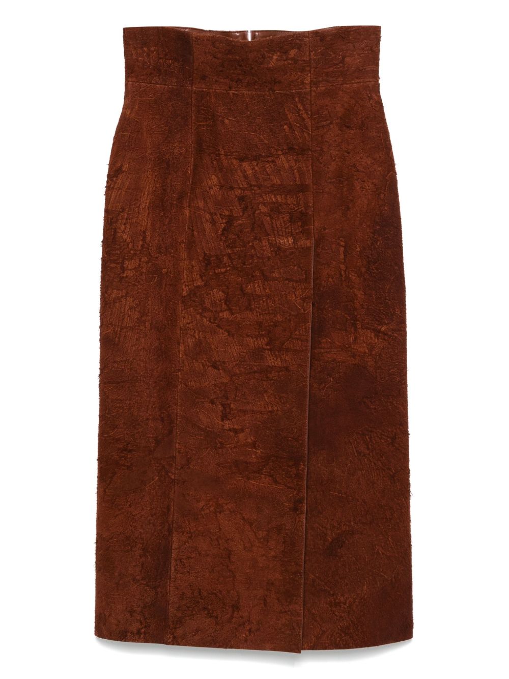 Alexander McQueen suede midi skirt - Brown