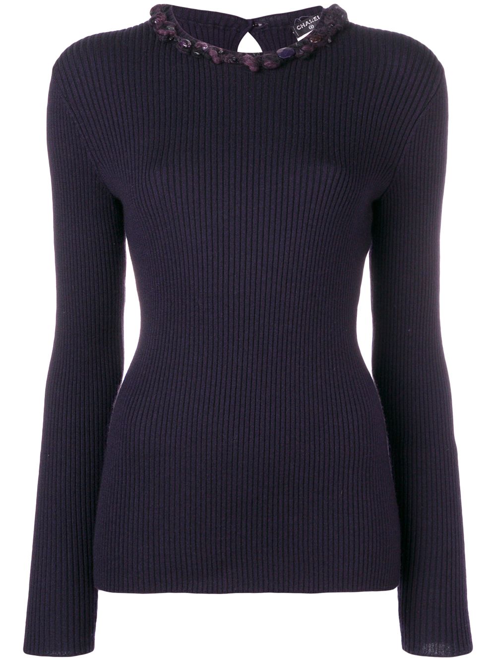 Embellished ribbed jumper - Purple
