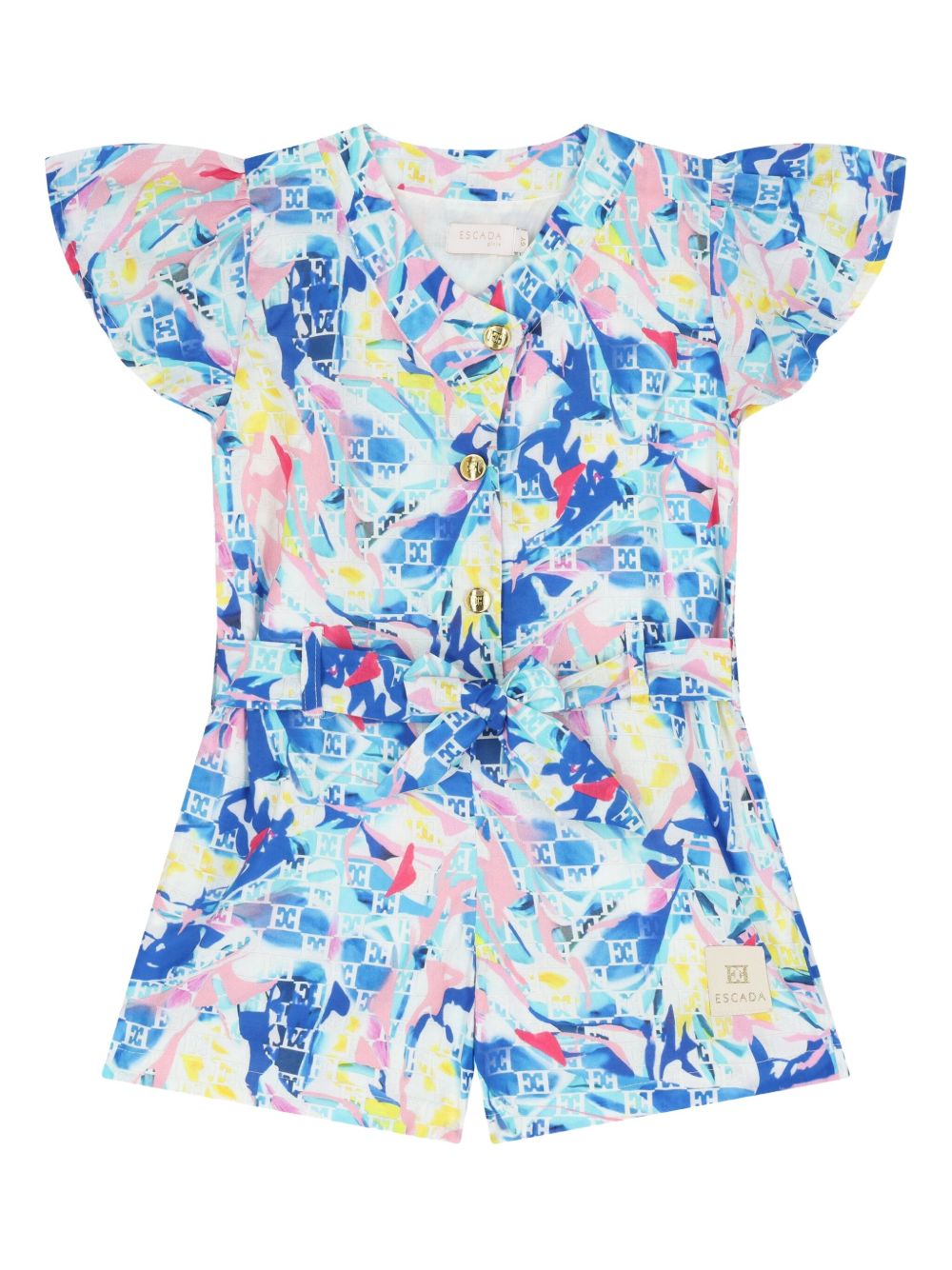 Logo-print playsuit - Blue