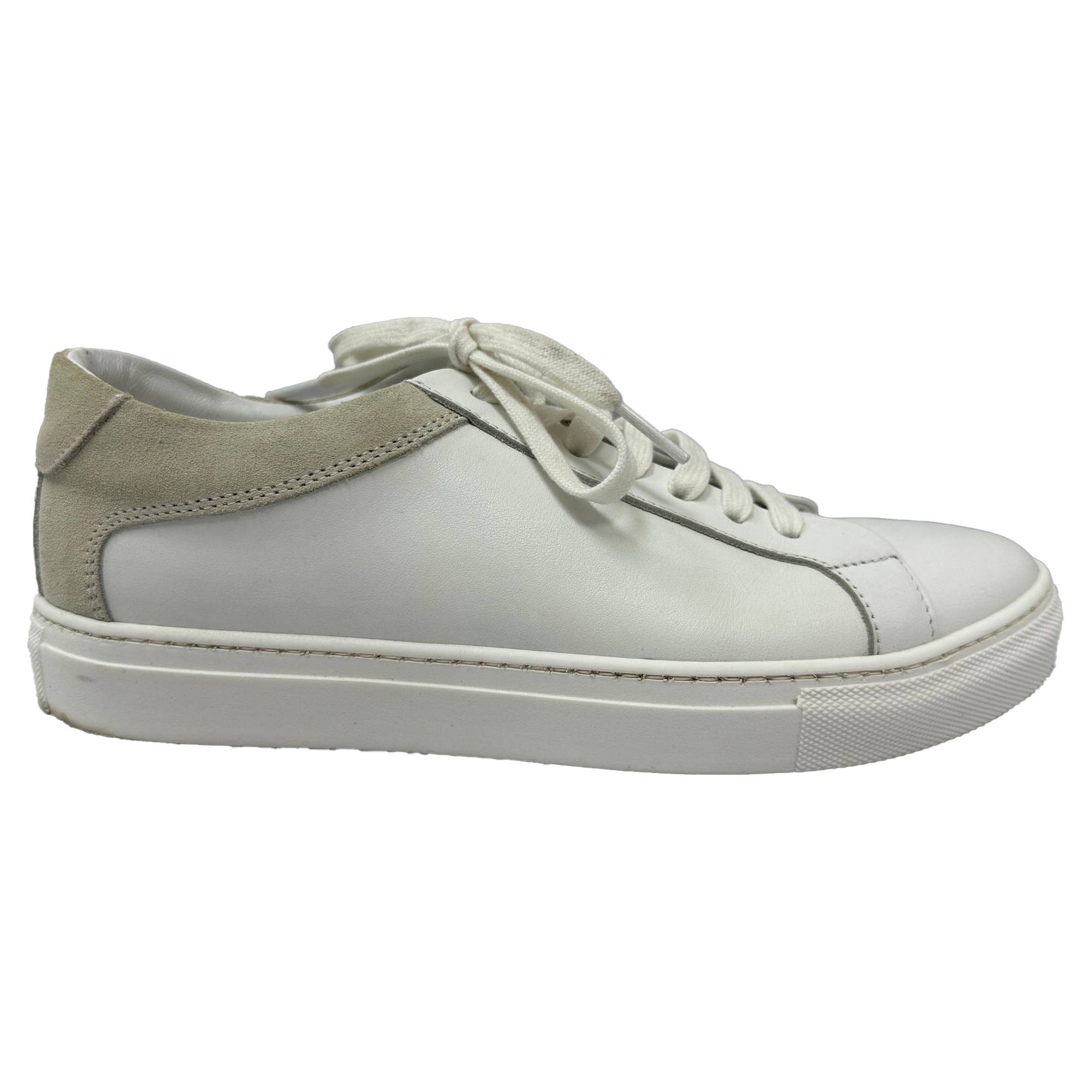 Low-Top Sneakers in White Leather and Suede