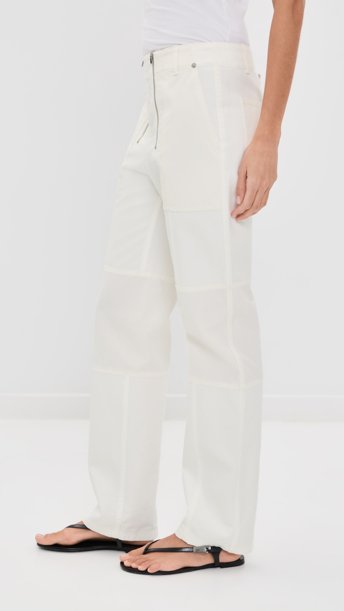 Patchwork Twill Cargo Fischer Jeans White