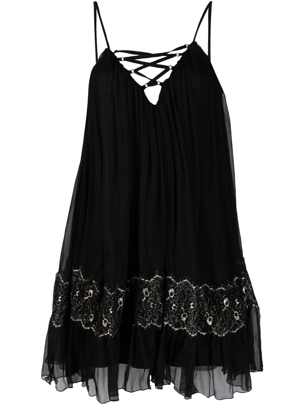 Strap-detail silk mini dress - White