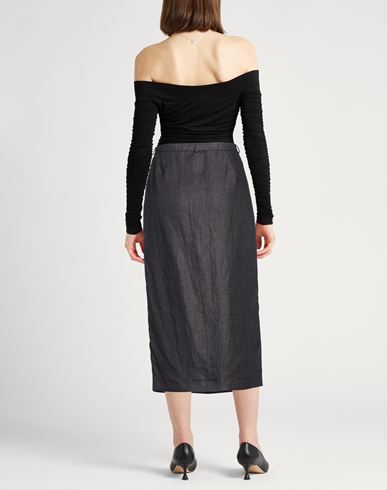 Woman Midi skirt Charcoal Size 10 Linen